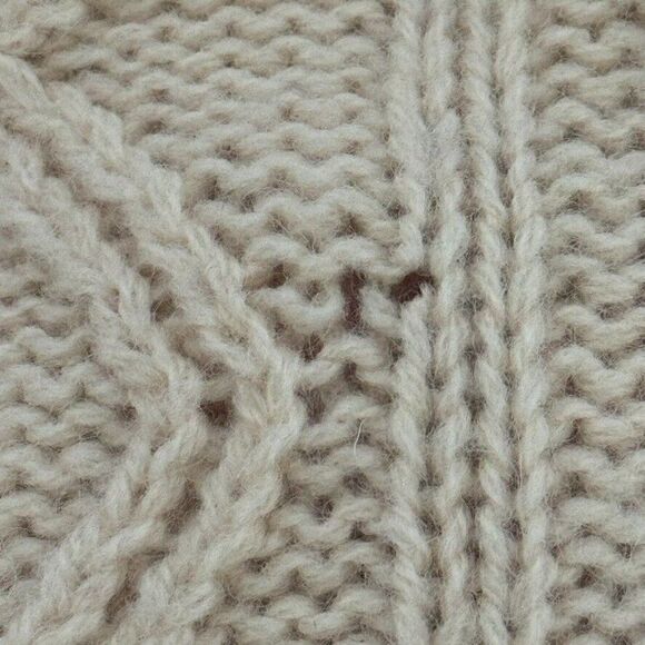 Vintage 1960s Womens Thane Cream Wool Fisherman Cable Knit Chunky Sweater Sz L - Picture 7 of 9